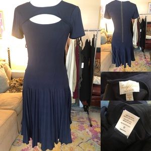 Tracy Reese pleated navy dress size medium